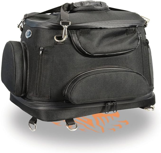 Milwaukee Leather MP8103 Large Black Heavy Duty Textile Motorcycle Pet Carrier Sissy Bar Bag - Large