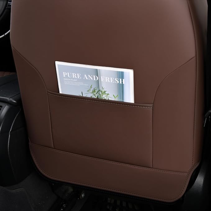 Doogo Car Seat Covers, Universal Front Seat Covers, Waterproof Napa Leather Seat Cushions, Automotive Seat Covers Protectors for Most Cars Trucks SUV (Coffee,Front Pair)