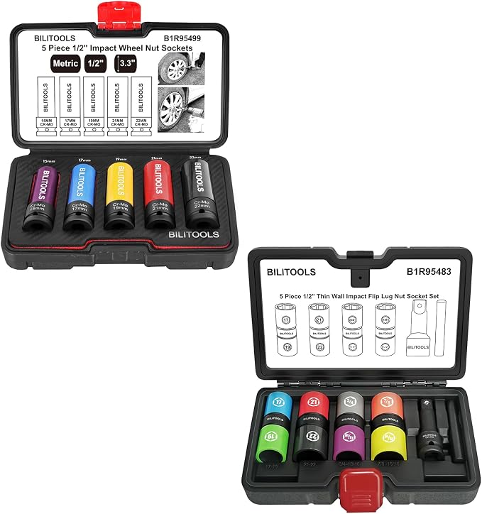 BILITOOLS 1/2 inch Drive Impact Lug Nut Socket Set