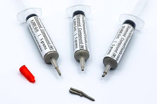 TechDiamondTools Kit of 3 Diamond Polishing Compound Polishing Paste USA Made 4000 8000 50000 Grit for Marble Glass Metal Rock Jewelry Resin Silver Gemstone with 25% of Diamond Powder