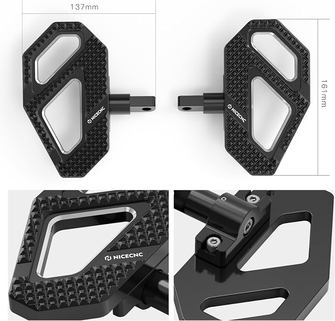 NICECNC Black Rear Enlarged Passenger Footboard Aluminum Foot Pegs Compatible with Harley Road King Special FLHRXS 2017-2024, Replacement for 50208-04, See Fitments