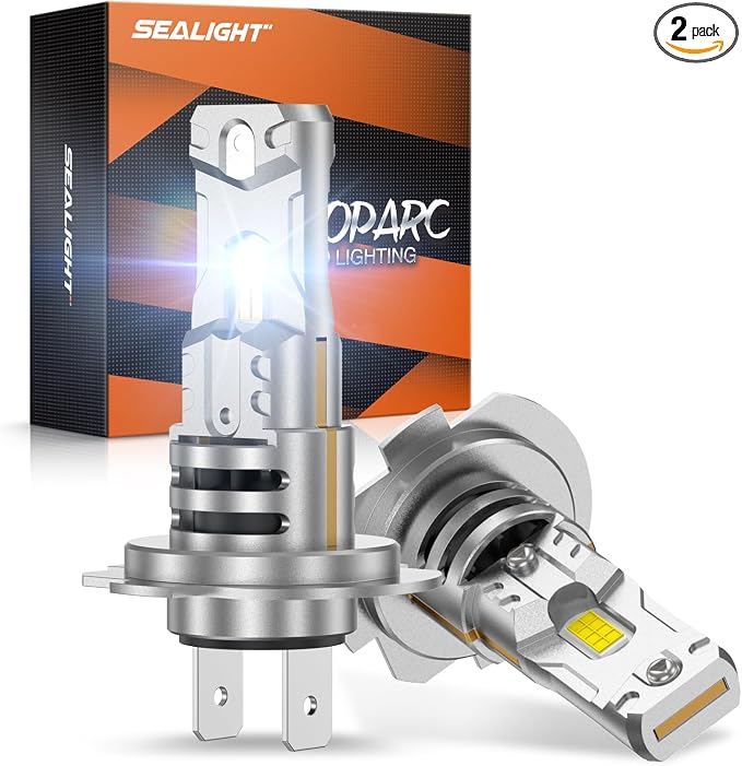 SEALIGHT H7 Light Bulb, 1:1 Real Size, 900% 44,000LM Super Bright 6500K Cool White LED Bulbs, 3Mins Easy Plug-N-Play, IP68 Waterproof, Pack of 2