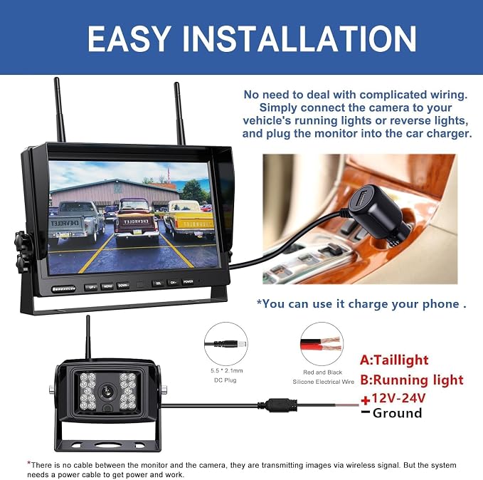 ZEROXCLUB 1080P Wireless Backup Camera System with 10 Inch DVR 3 Split Monitor, IP69 Waterproof Stable Signal Record Wireless 1 Rear and 2 Side View Cameras for RV Truck Trailer Camper (BW103SL-M)