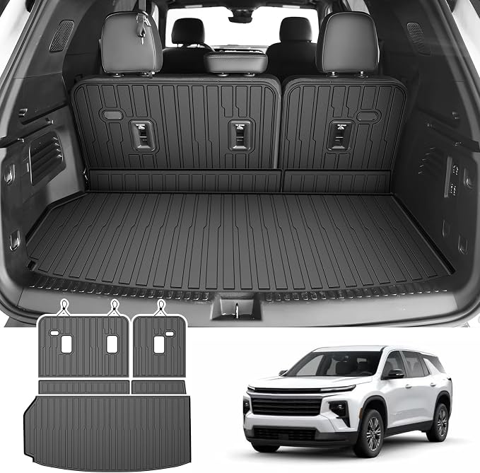 Cartist Cargo Mat & Backrest Mat Fits for Chevy Traverse 2024-2026 & GMC Acadia 2024-2026 & Buick Enclave 2025-2026 (7/8 Seats) All Weather TPE Trunk mat for Traverse/Acadia/Enclave Car Accessories
