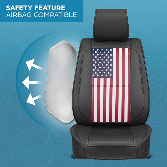 American Flag Seat Covers for Trucks, Cars, & SUV - Napa Leather US Car Seat Covers American Flag Truck Accessories - Car Seat Cover Patriotic Car Accessories Car Seat Protector