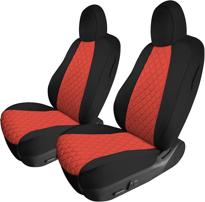 FH Group Custom Fit Car Seat Covers Specifically Made for 2020-2025 Tesla Model Y Ultraflex Neoprene Water Resistant Automotive Seat Covers -Front Set Red