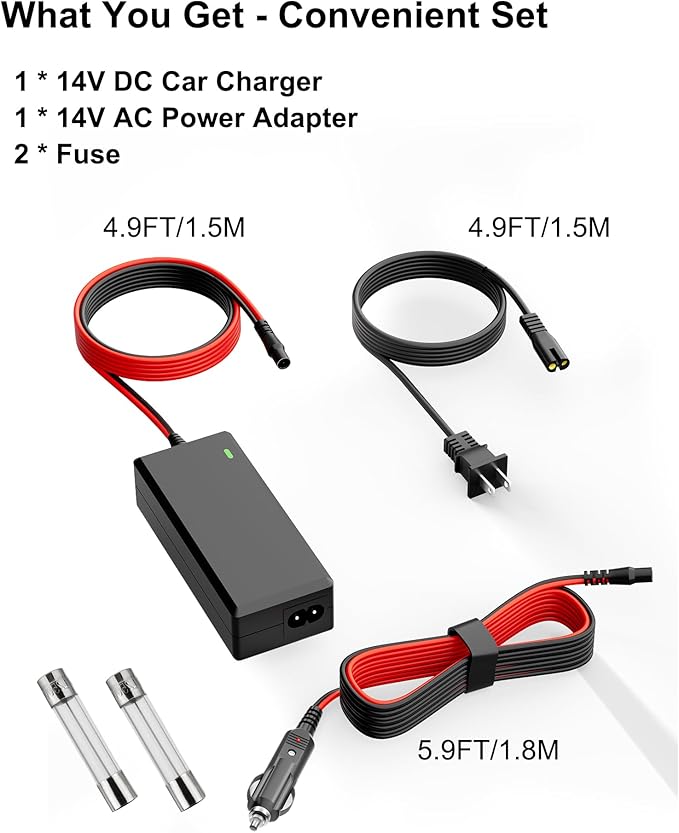 WUKUR 14V Charger Cable for NOCO Boost UltraSafe Jump Starter Compatible with NOCO GB70 GB150 GB250+ GB251+ GB500 GB500+ NOCO Boost UltraSafe Portable Lithium Jump Starter Battery Power Adapter Set