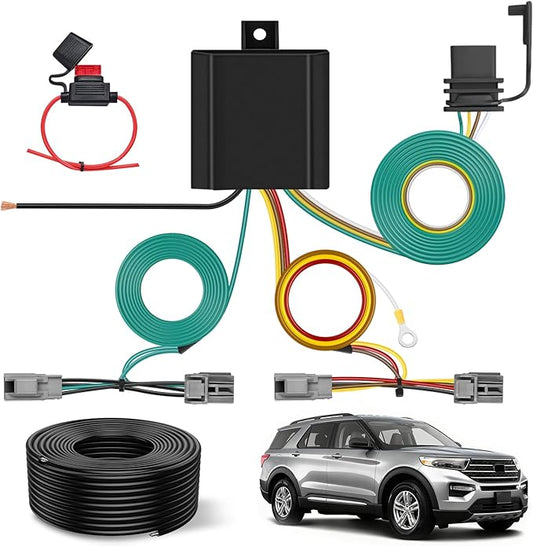 Nilight 4 Pin Trailer Wiring Harness Kit 56093 Vehicle Standard 4 Way Connector Custom with 2020 2021 2022 2023 2024 Ford Explorer 2011 2012 2013 2014 15 16 17 18 2019 Taurus 13-16 Lincoln MKS