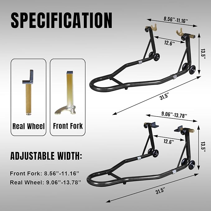 Jack Boss Motorcycle Stand Rear Combo Wheel Lift Stand, 500Lbs Capacity,Swingarm Spool Paddock Stand for Sport Bike,Fit for Yamaha, for Honda, Suitable for Kawasaki Black