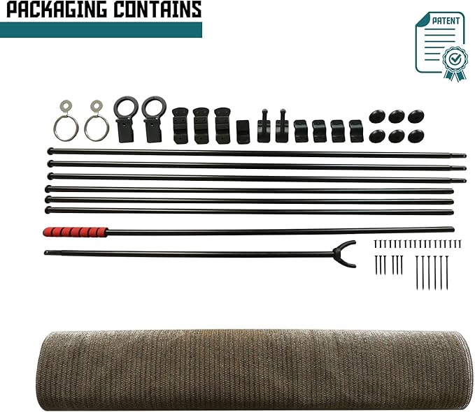 Bynbbur 8'W x 11.5'H Outdoor Patio Shades Foldable Roller Blinds, 220 GSM Sun Shade Roll Up Porch Screens Exterior Shade Cloth for Deck Pergola Backyard, Brown