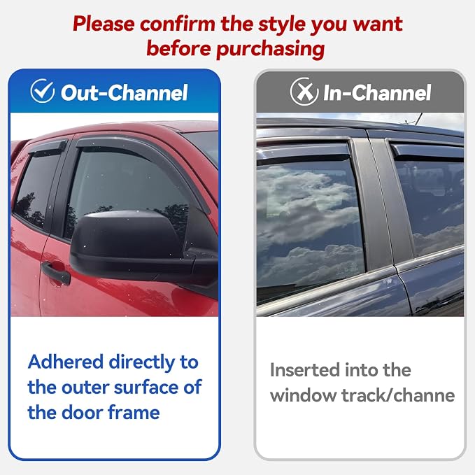 Window Visors Rain Guards Shield for 2005-2009 Ford Mustang, Out-Channel Window Vent Wind Deflectors Visors Shades for 05-09 Ford Mustang