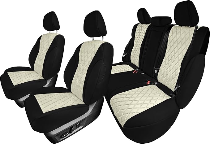 FH Group Custom-Fit Car Seat Covers Specifically Made for 2021-2026 Nissan Rogue, Full Set Beige Ultraflex Neoprene Waterproof Automotive Seat Cover