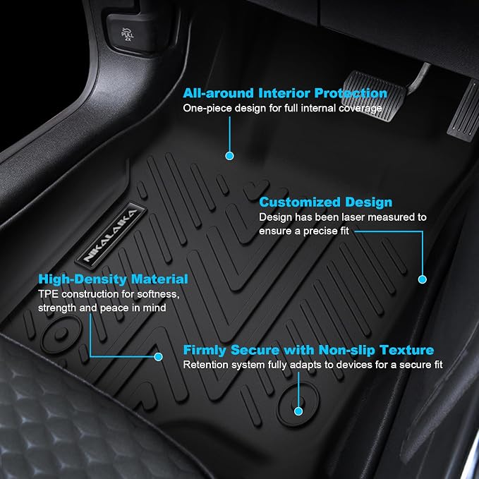 Floor Mats for 2015-2026 Ford F150 Super Cab & Extended Cab (Not for SuperCrew Cab), TPE All Weather Car Floor Liners, Anti-Slip Automotive Mats Compatible with F150 Accessories, Black