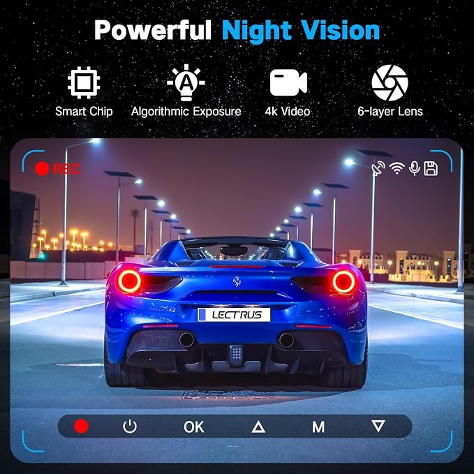 4K Dash Cam Front and Rear/Inside, Car Mount Dash Camera with 5G Wi-Fi, GPS, 3" IPS Screen, 64GB SD Card Included, Night Vision, G-Sensor, 24H Parking Mode, Loop Recording, APP Control, Black