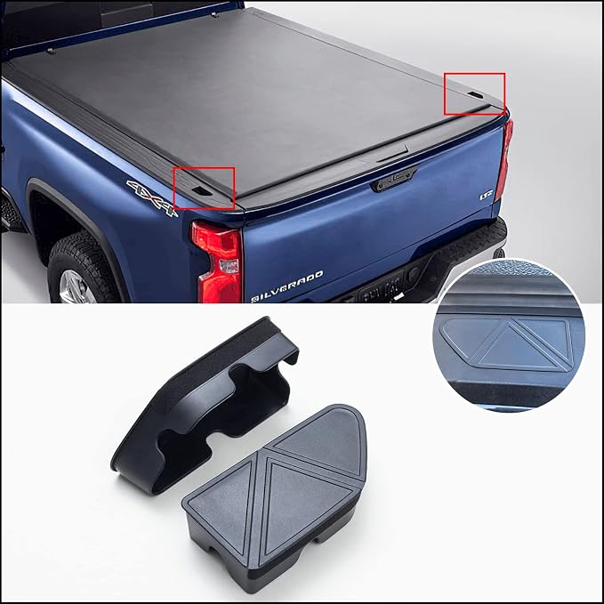 TOPINSTALL Full Size Tray and Stake Pocket Covers Compatible with 2019-2022 Silverado 1500/Sierra 1500 and 2020-2023 Silverado/Sierra 2500HD 3500HD, Tray (Bucket Seats Only)