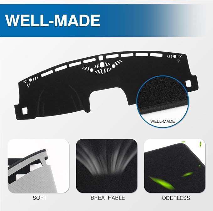 KUST Black Dash Cover for Ford Maverick 2022-2024 2025 2026 (Hybrid)(XL, XLT, Lariat) Polyester Dashboard Cover Non-Slip Center Interior Accessories for Maverick Sunshade No Glare