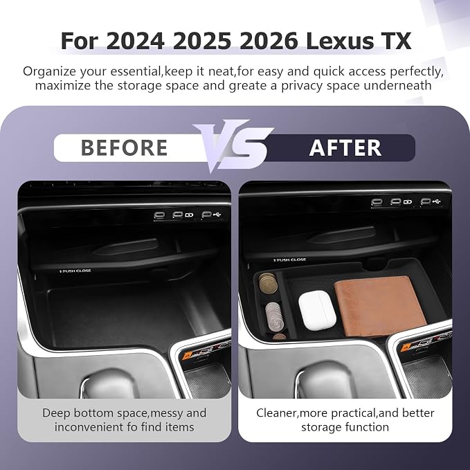LUWU 2026 Lexus TX Under Wireless Charging Box Center Console Storage Tray Compatible with Lexus 2024 2025 2026 TX TX350/TX500h/TX500h+ Accessories Center Console Organizer Silicone Material