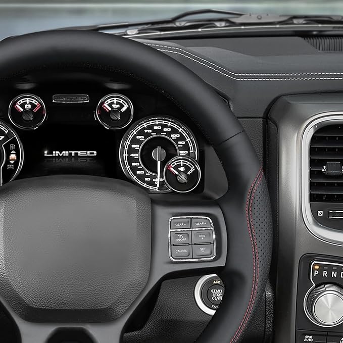 MEWANT Hand Stitch Steering Wheel Cover for Dodge RAM 1500 2012-2018 1500 Classic 2500 Black Faux Leather Steering Wrap
