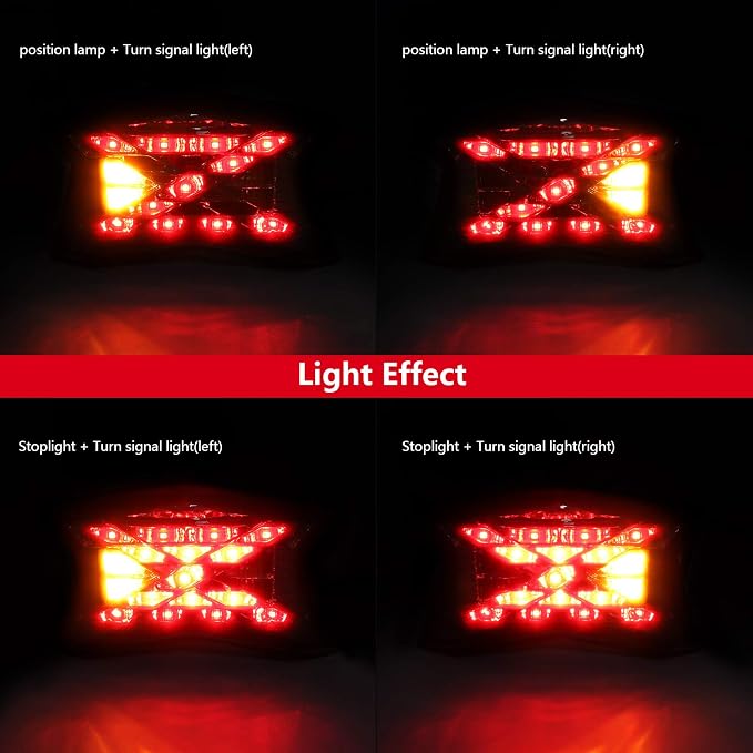 Integrated LED Taillight for 2017-2019 Kawasaki Ninja 650/650ABS/Z650,2017-2024 Z900/Z900 ABS/Z900SE,2020-2023 Z H2/Z H2 SE,Smoke Lens