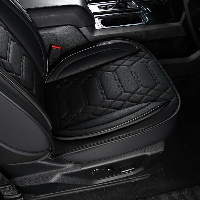 RISINGSTAR F150 Front Seat Covers Faux Leather, fit for 2015-2026 F150 SuperCrew SuperCab Regular Cab 2017-2026 F250 F350 F450 Super Duty Crew Cab SuperCab Regular Cab(Front Pair, Black 2 pcs)