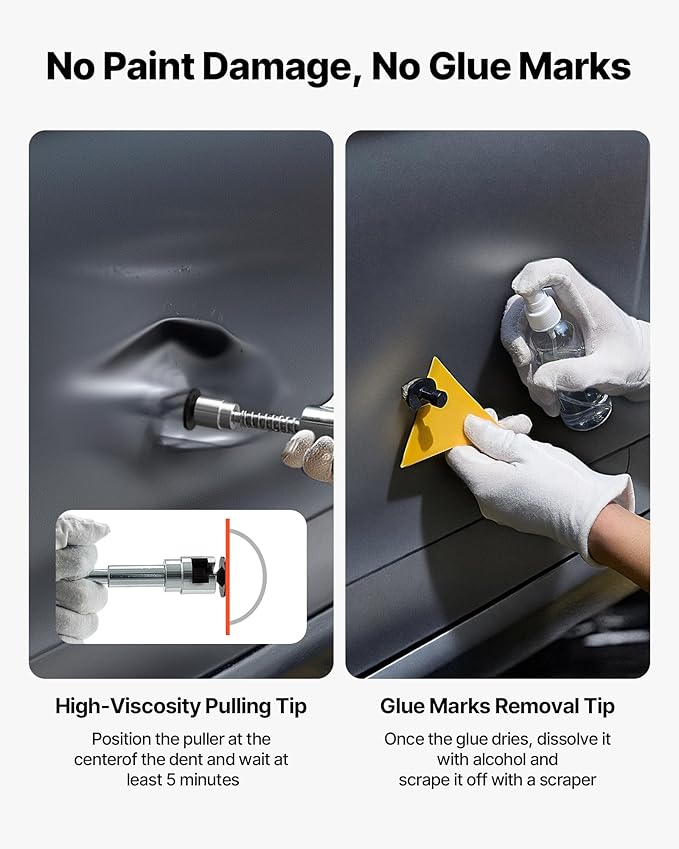 VEVOR Dent Puller Kit, 100 PCS Paintless Dent Removal Kit with Golden Lifter, Bridge Puller, Slide Hammer T-Bar, Glue Gun, Auto Body Hail Damage Remover Tools for Car Refrigerator Door Ding Repair