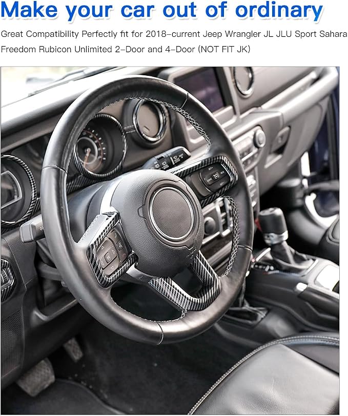 Barong for Jeep Wrangler JL JLU Gladiator JT 2018-2023 Accessories Interior Decoration Steering Wheel Gear Cup Holder Door Panel AC Air Vent Reading Light Cover 23PCS Full Set (Carbon Fiber)