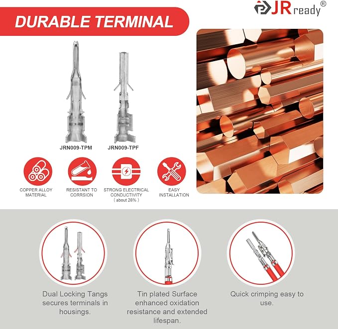 JRready Micro-Fit 3.0 Molex Crimper Pin Extractor Tool Kit MX 3.0 Pins and Sockets Molex Connectors 43031 43030 Series 20-24AWG Crimp Terminals 100Pairs for Micro-Fit Connectors 3.0mm Pitch ST6543
