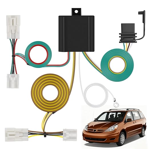 Nilight 4 Pin Trailer Wiring Harness Kit 55580 Vehicle Standard 4 Way Connector Custom for 2004 2005 2006 2007 2008 2009 2010 Toyota Sienna Simple Fit Hitch Harness