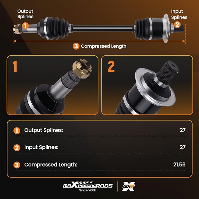 maXpeedingrods CV Axle Shaft Assembly for Arctic Cat 400 450 500 550 650 700 1000 Thunder Cat 2004-2014, Rear Left and Right Side 1502-938, 0502-811