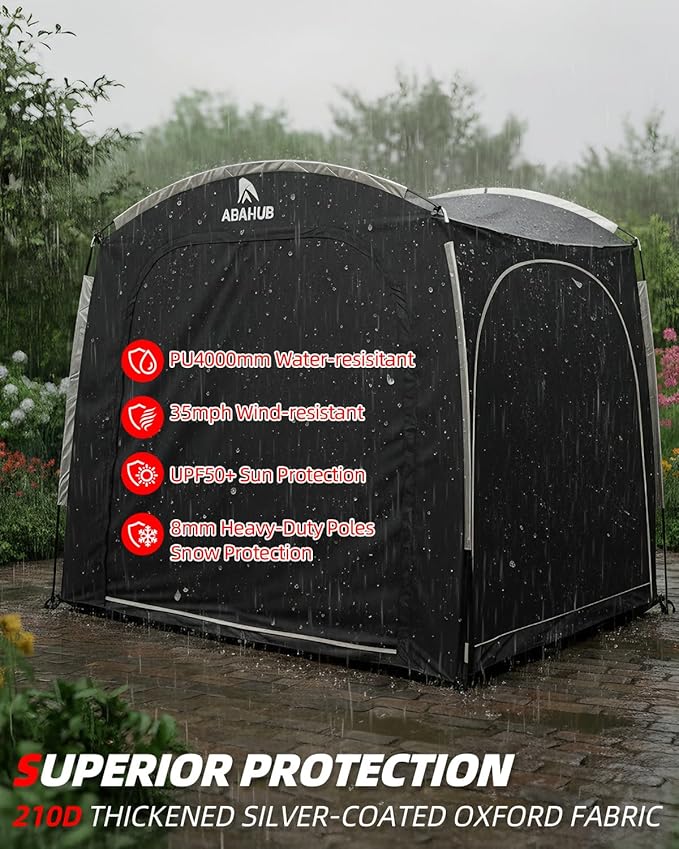 Abahub Portable Bike Storage Shed Tent, 86.7" × 59" × 67", Outdoor Silver-Coated Bicycle Shelter, PU4000 Waterproof 210D Oxford Fabric