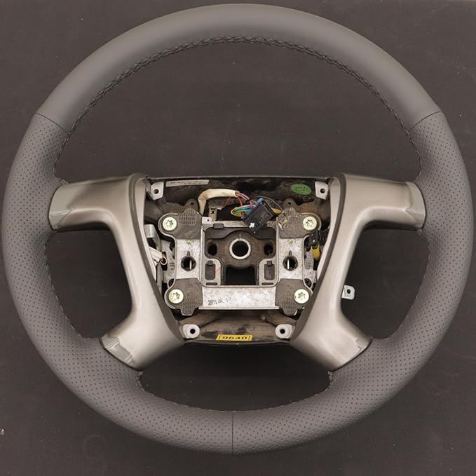 Loncky Leather Steering Wheel Cover for Chevrolet 2008-2013 Silverado 1500 /Silverado 2500 3500/2007-2014 Tahoe/2007-2014 Suburban 1500/2007-2013 Avalanche 1500/2009-2015 Traverse/Express (1, b)