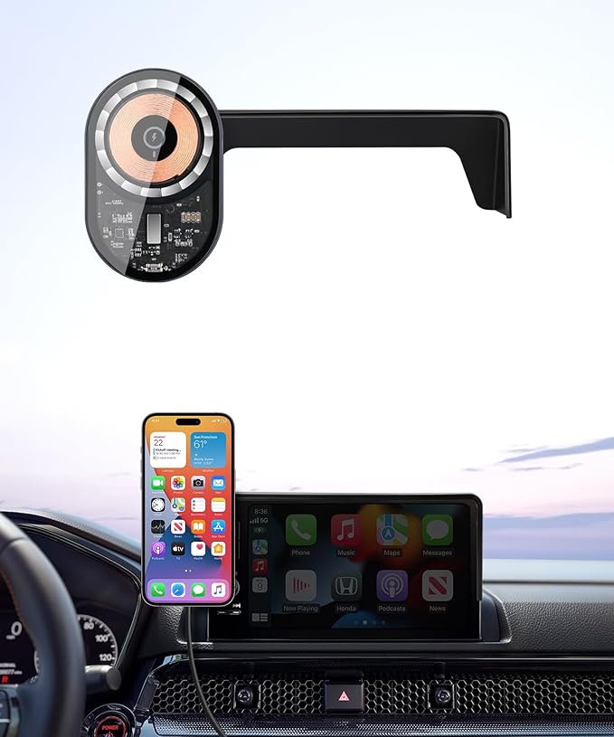 Wireless Charging car Phone Holder for 2022-2025 Honda Civic/2025 Civic Hybrid/2023-2025 Civic Type R Accessories 7/9 inch Screen Fixed Clip,car Phone Mount Compatible with MagSafe