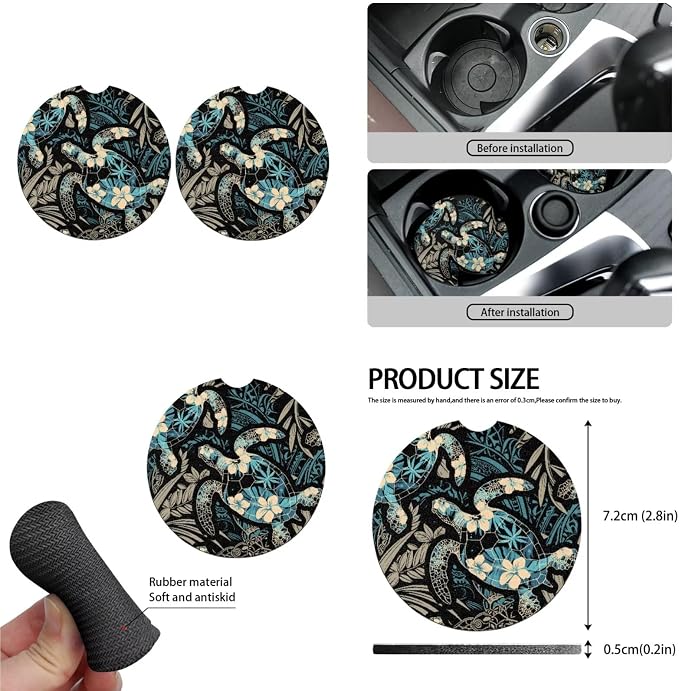 Sea Turtle Retro Print 13 PCS Car Seat Covers Full Set Hawaii Hibiscus Floral Turtles Car Front Back Seat Cover Steering Wheel Cover Fit Auto SUV Trucks