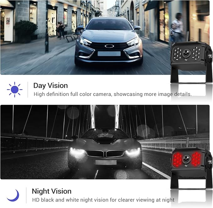 10.1 Inch Wireless Backup Camera for Truck with 2 Rear View Camera System for Cars, 4 Channels Split Screen, BSD Alert, Night Vision, IP68K Waterproof, for Truck, Pickup, Trailer, Cars Parking Safety