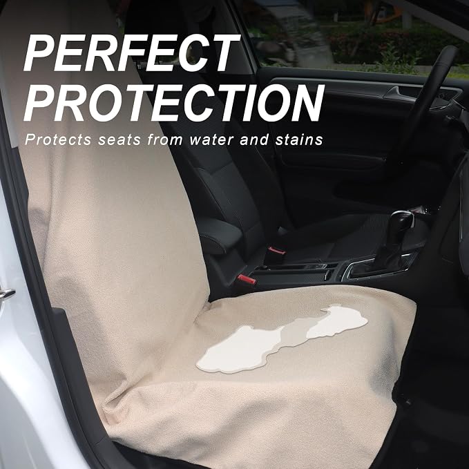 Car Seat Cover Protector Front Seats,for Gym Workout,Running,Swimming,Beach and Hiking,Waterproof Sweat Towel Bucket Seat Covers for Cars SUV Trucks (Off-White, 1Pcs)