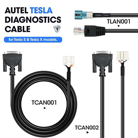 Autel Original Tesla Diagnostic Cable Set, 3PCS Test Cord for Tesla-S & X, OBD2 Diagnostic Test Cable Adapter for MaxiSys MaxiSYS 909/919/908SPro/Elite/Elite II/Ultra (3PCS)