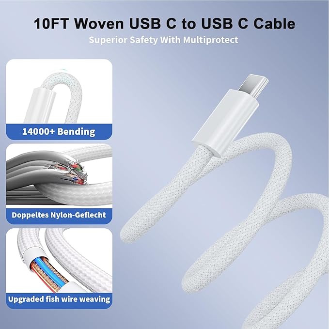 40-60W Fast USBC Charger iPhone 17 Fast Charging,[2Pack] 6Feet USB C to USB C Cable Braided Cord,Wall Charger USB Type C iPhone Charger for iPhone 17/17 Air/16/15 Pro/ProMax/iPadPro 12.9"/11",iPadAir