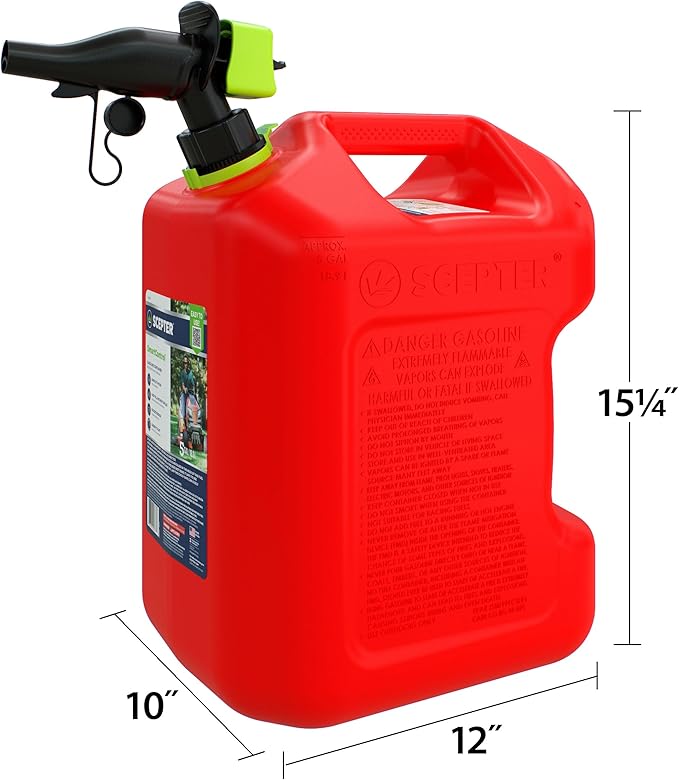 Scepter FSCG552 Fuel Container with Spill Proof Spout with Bonus Spout Extender, Rear Handle Red Gas Can, 5 Gallon (Pack of 4)