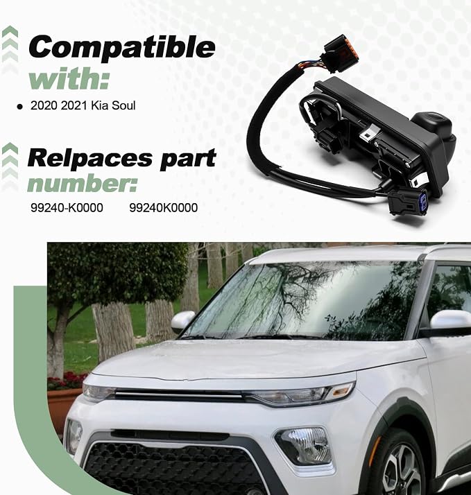 Backup Parking Rear View Camera with Pull Handle Assembly Compatible with 2020 2021 Kia Soul Replace 99240-K0000 99240K0000