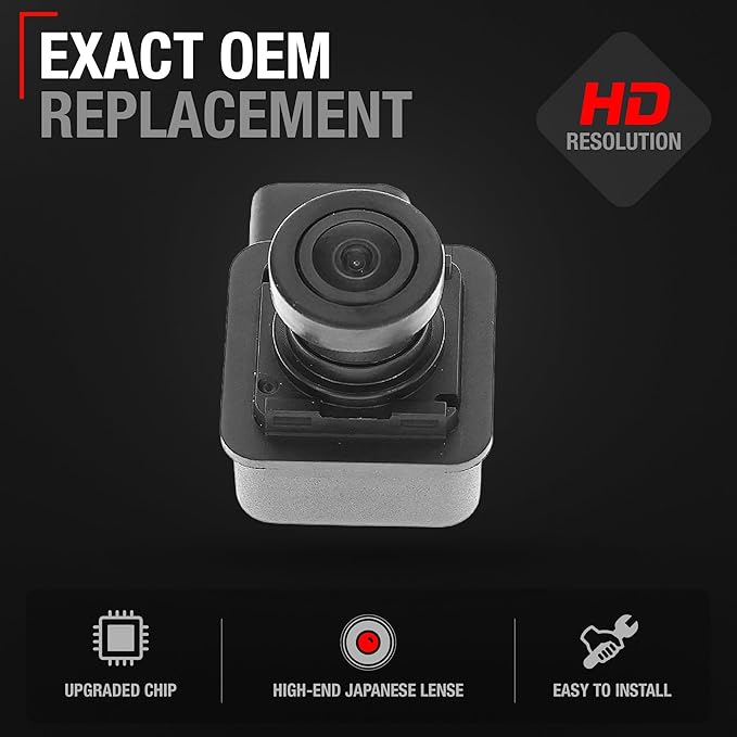 Rear View Backup Camera, Reverse Park Assist - Compatible with 2018-2020 Ford F-150 Crew Cab, Extended Cab, Regular Cab - with Trailer Hook-Up Lamp - OEM JL3Z19G490M, FO1960166
