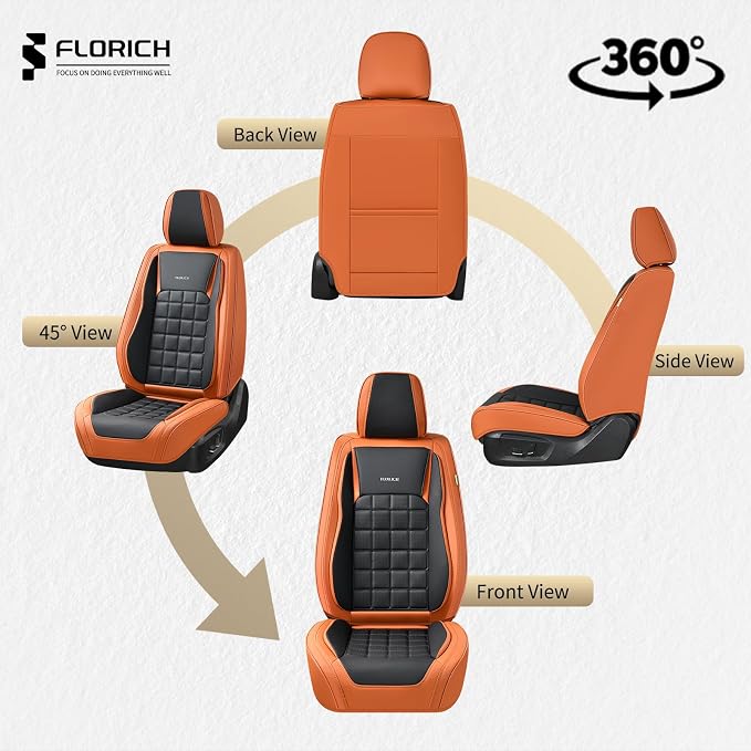FLORICH Front Car Seat Covers, Leather Seat Covers for Cars, Waterproof Car Seat Protectors 2 Pack, Front Seat Covers for Cars, Breathable Automotive Seat Covers Protector Fit for Most Cars Trucks SUV