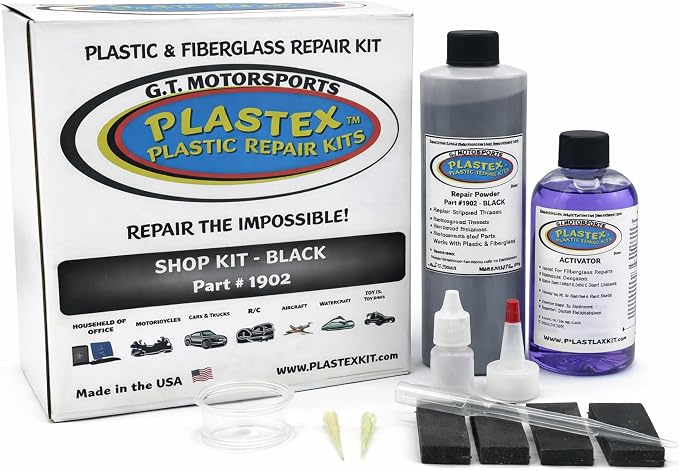 Plastex Plastic Repair Kits - Easily Glue, Repair or Remake Broken Plastic, Fiberglass, Wood & More!. (XL Black Kit)
