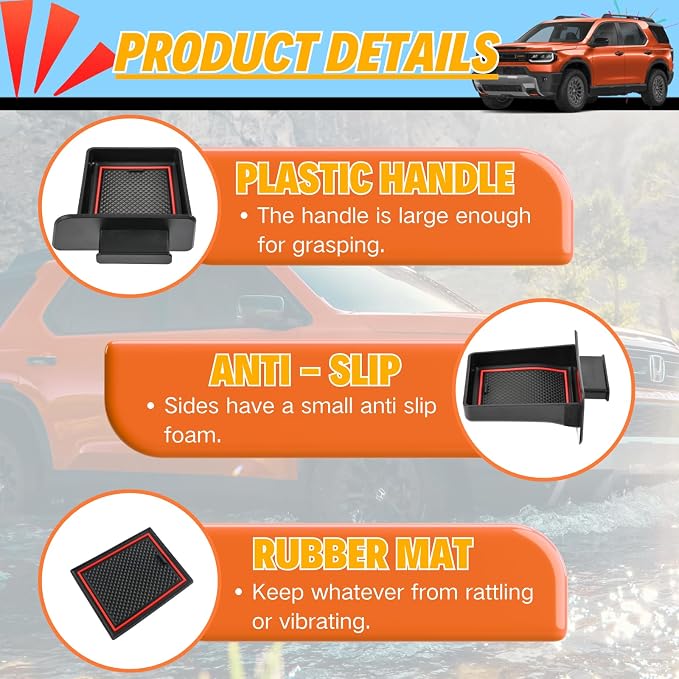Storage Drawer Tray with Handle for 2026 Honda Passport Trailsport Elite/2025 2024 2023 Honda Pilot Center Console Organizer Accessories Extra Storage (Not for Ridgeline)