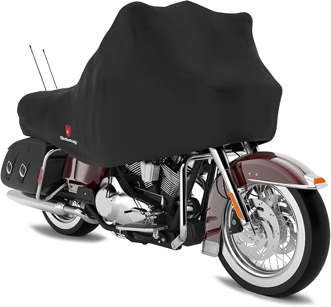 Rosefray 420D Motorcycle Half Cover-Outdoor Waterproof All Weather Protection Lightweight Half Cover,Black XL Size for Most Touring Models Harley Davidson,Honda Goldwing,Road King Street Glide
