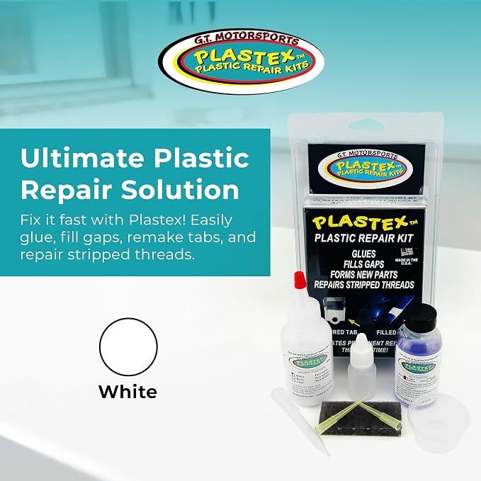 Plastex Plastic Repair Kits - Easily Glue, Repair or Remake Broken Plastic, Fiberglass, Wood & More!. (Standard White Kit)