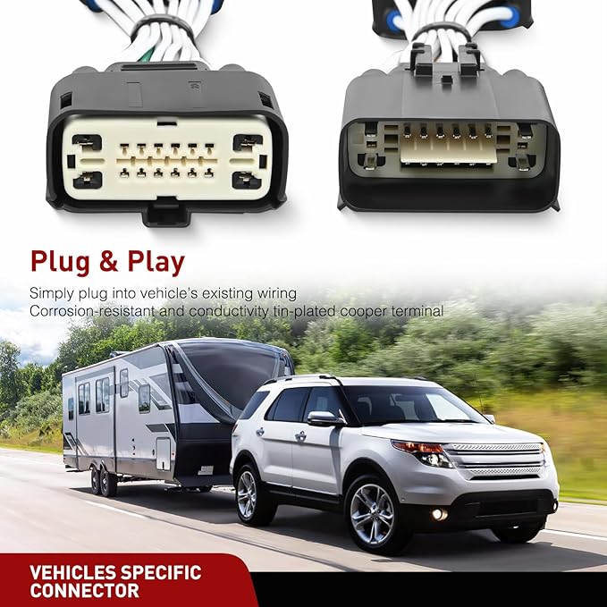 Nilight 4 Pin Trailer Wiring Harness Kit 56172 Vehicle Side Custom for 2011 2012 2013 2014 2015 2016 2017 2018 2019 Ford Explorer Police Interceptor Utility Simple Fit Tow Hitch Accessories