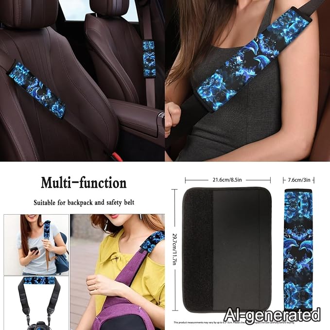 Blue Dolphin Car Seat Covers Full Set 12 Pcs Car Steering Wheel Cover Center Console Cover Fashion Auto Seat Belt Covers Gear Lever Cover Fit for Most Cars, SUVs