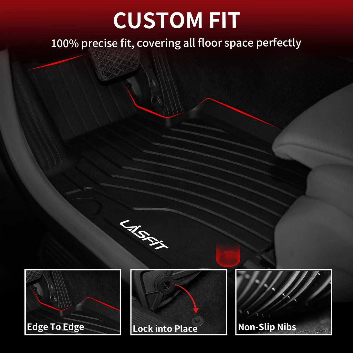 LASFIT Floor Mats for Mercedes Benz GLC 2023-2025 (Coupe Only for 2024-2025), GLC300 / GLC350e / GLC43 AMG/GLC 63 AMG S E, All Weather TPE Floor Liners Custom Fit GLC Car Mats 1st & 2nd Row Mats