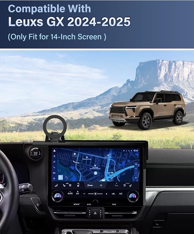 PZK Car Phone Holder for Lexus GX 2024 2025 2026 Accessories 14-Inch Screen Fixed Clip, Car Phone Mount Compatible with Magsafe Super Magnetic 360° Rotation Not Affect Vent Phone Cradles