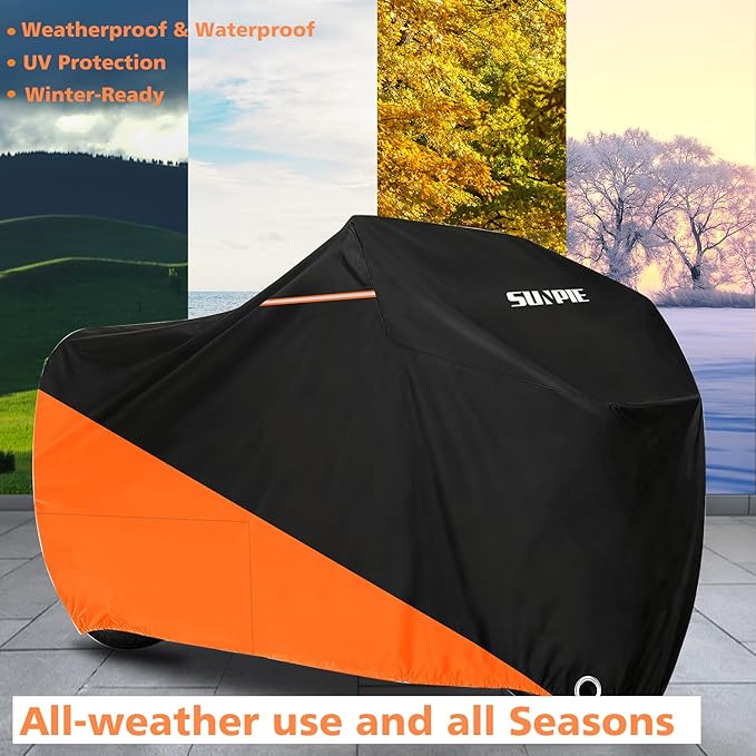 SUNPIE Motorcycle Cover for Kawasaki Ninja 400 500 650 1100SX Z500 Z600 Z650 Z900 Z1100, All Weather Protection Waterproof Outdoor Covers Motorbike Windproof Design UV Resistant Scratch Proof